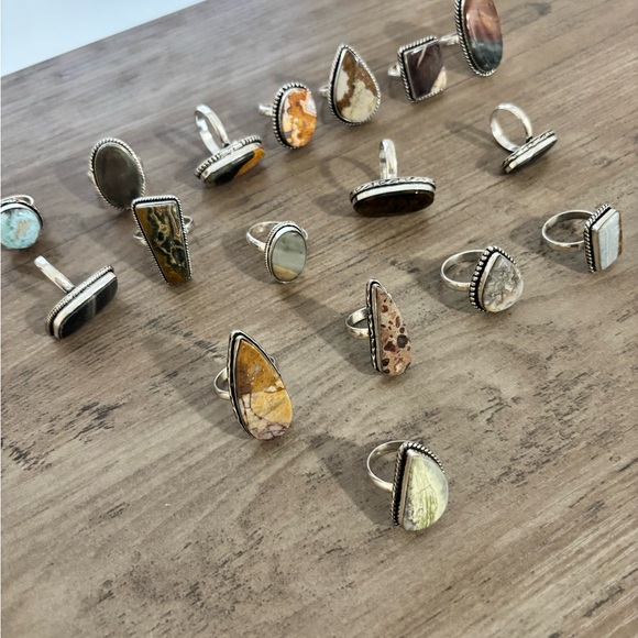 Lot Of 17 Sterling Silver And Stone Rings - Picture 7 of 16